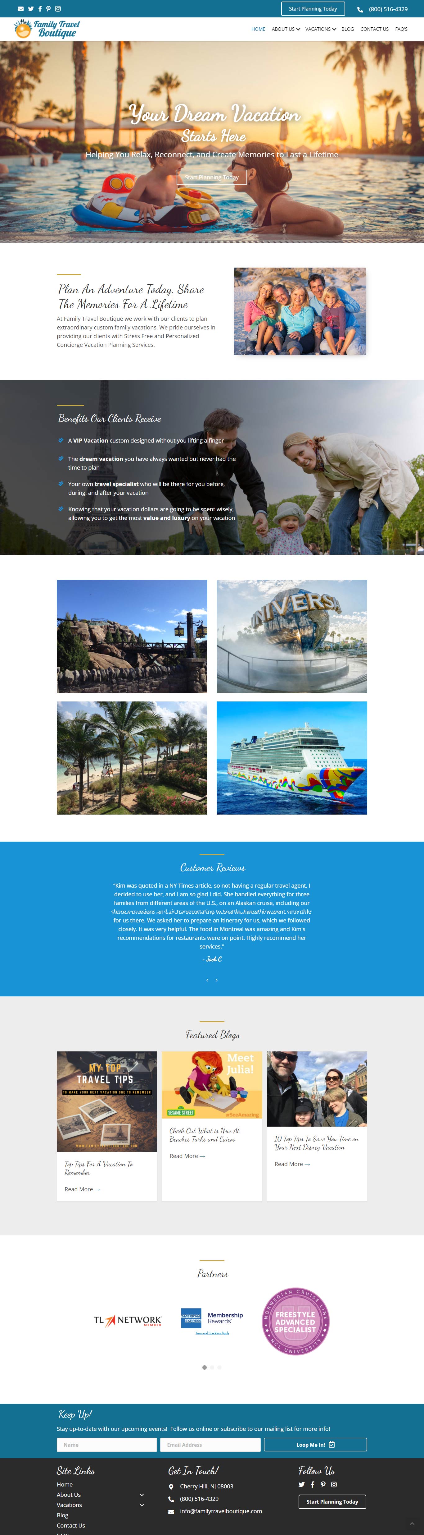 Family Travel Boutique Website